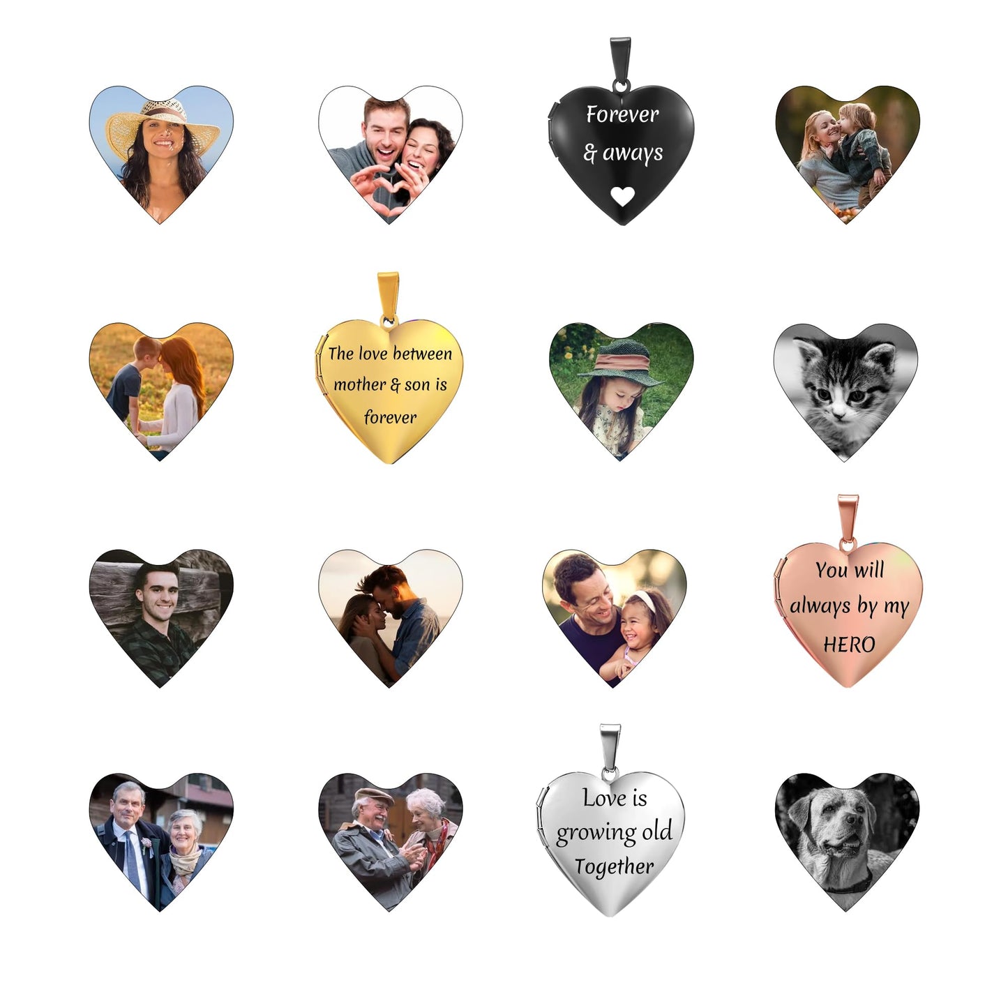 PHOCKSIN Personalized Silver Heart Locket Necklace for Dad with Picture Inside Stainless Steel Custom Photo Text Engraved Lockets Customized Gifts for Fathers Day