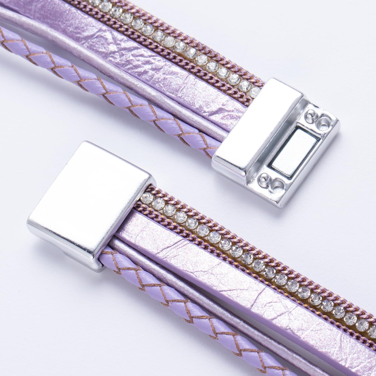 FANCY SHINY Boho Wrap Bracelets Leather Cuff Bangle Beaded Bracelets for Women Stackable Infinity Bracelets Jewelry with Clasp(Purple)