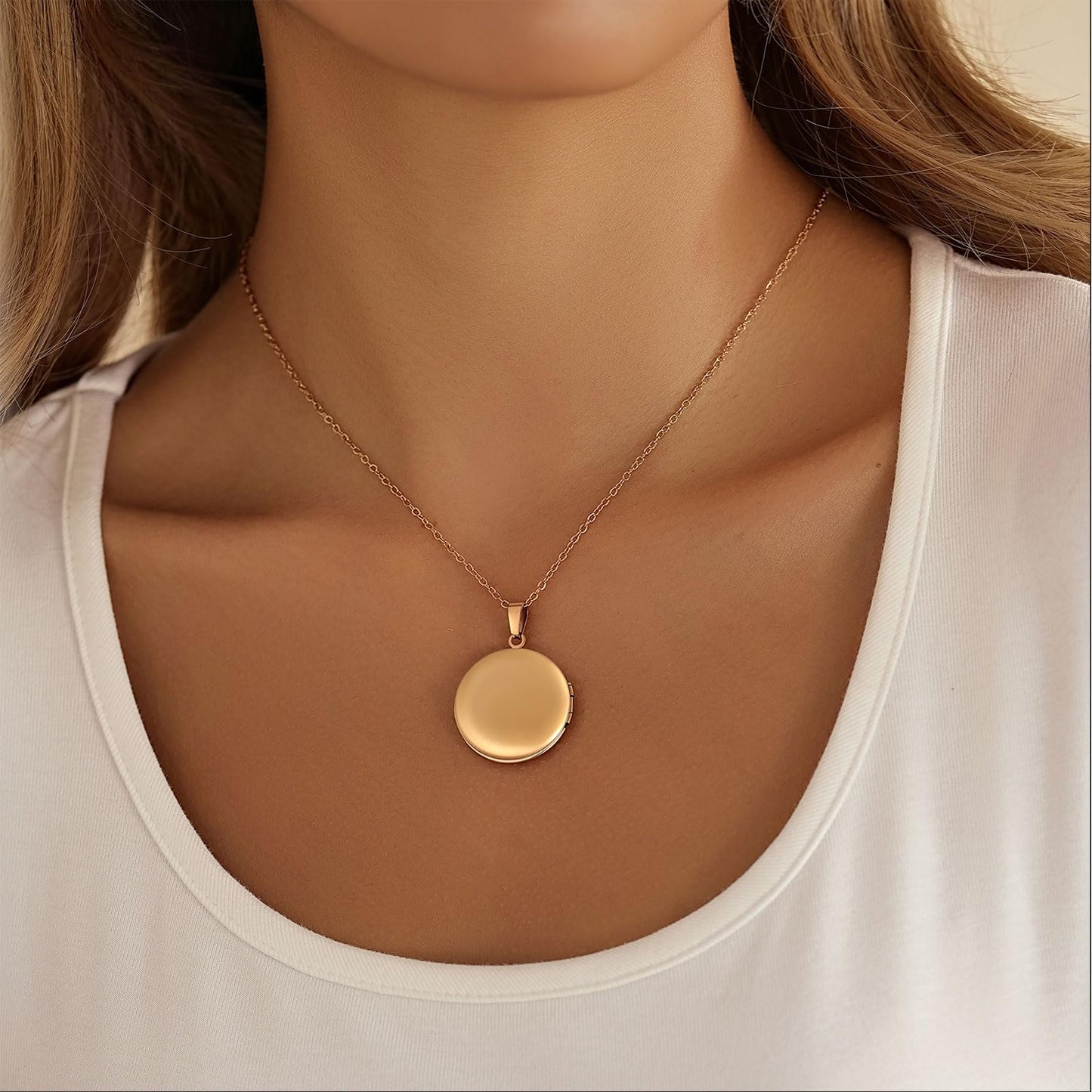 PHOCKSIN Rose Gold Round Locket Necklace 12 Birth Flowers Personalized Necklace that Holds Pictures Customized Gifts Locket Necklaces for Birthday