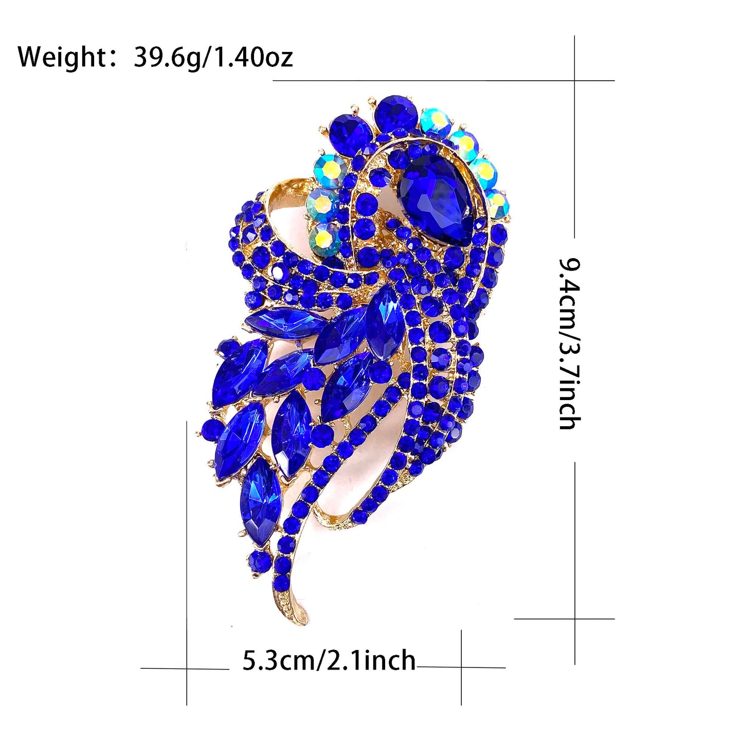 LAXPICOL Women's Vintage Blue Austrian Crystal Elegant Flower Bouquet Wing Brooch Gold Tone