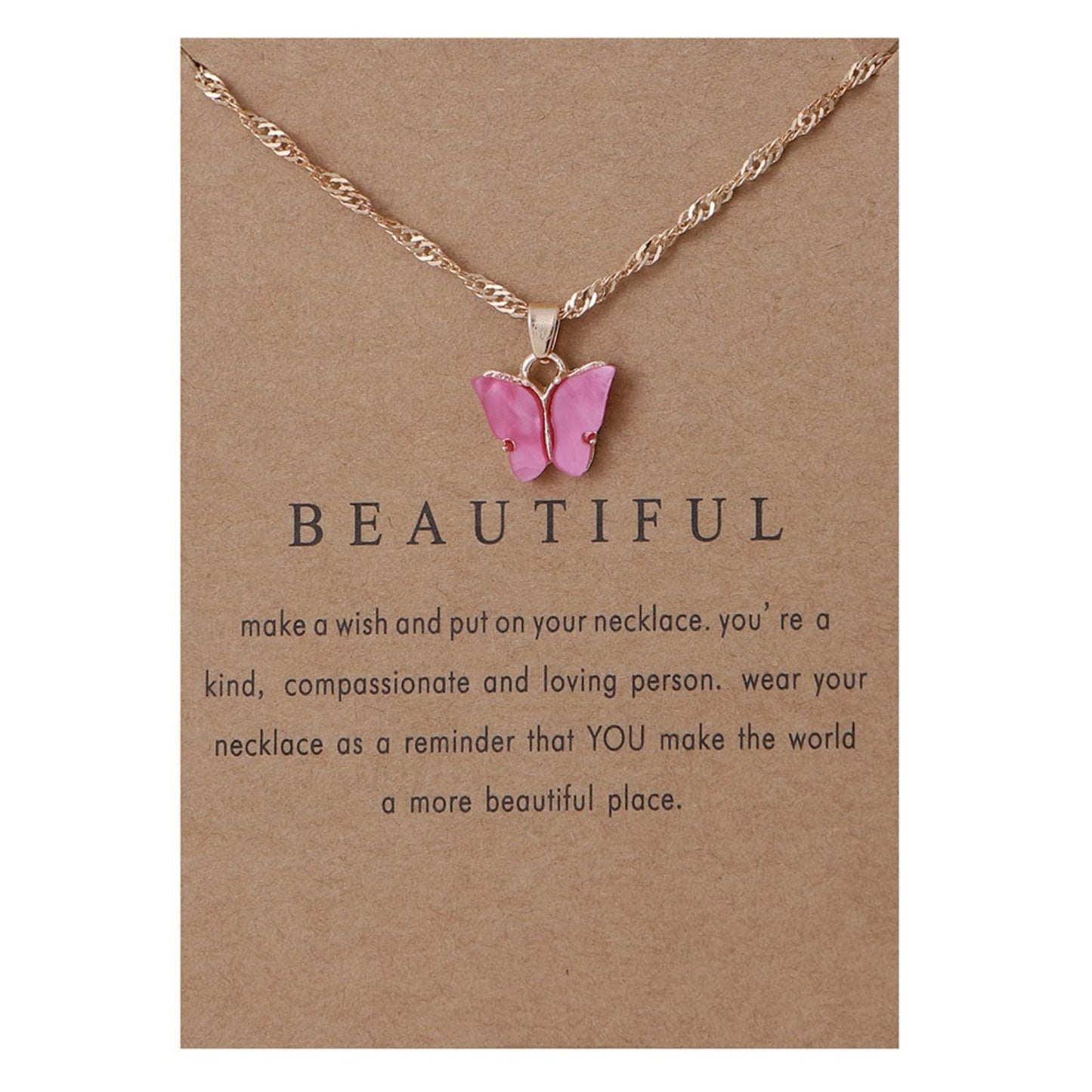 Rrdaily 9 Pcs Dainty Colorful Butterfly Pendant Necklace Set for Women,Bohemian Acrylic Butterfly Chain Necklace Cute Jewelry Gift (Style#B-gold card)