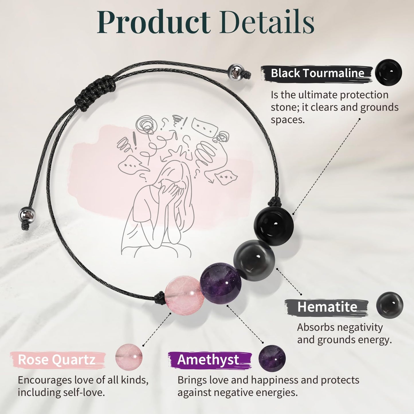 ZOKCC Crystal Healing Bracelets Gifts for Women: Mothers Day Gifts for Mom - Spiritual Natural Stone Empath Protection Bracelets Birthday Graduation Gifts for Friends Sister Mom Daughter