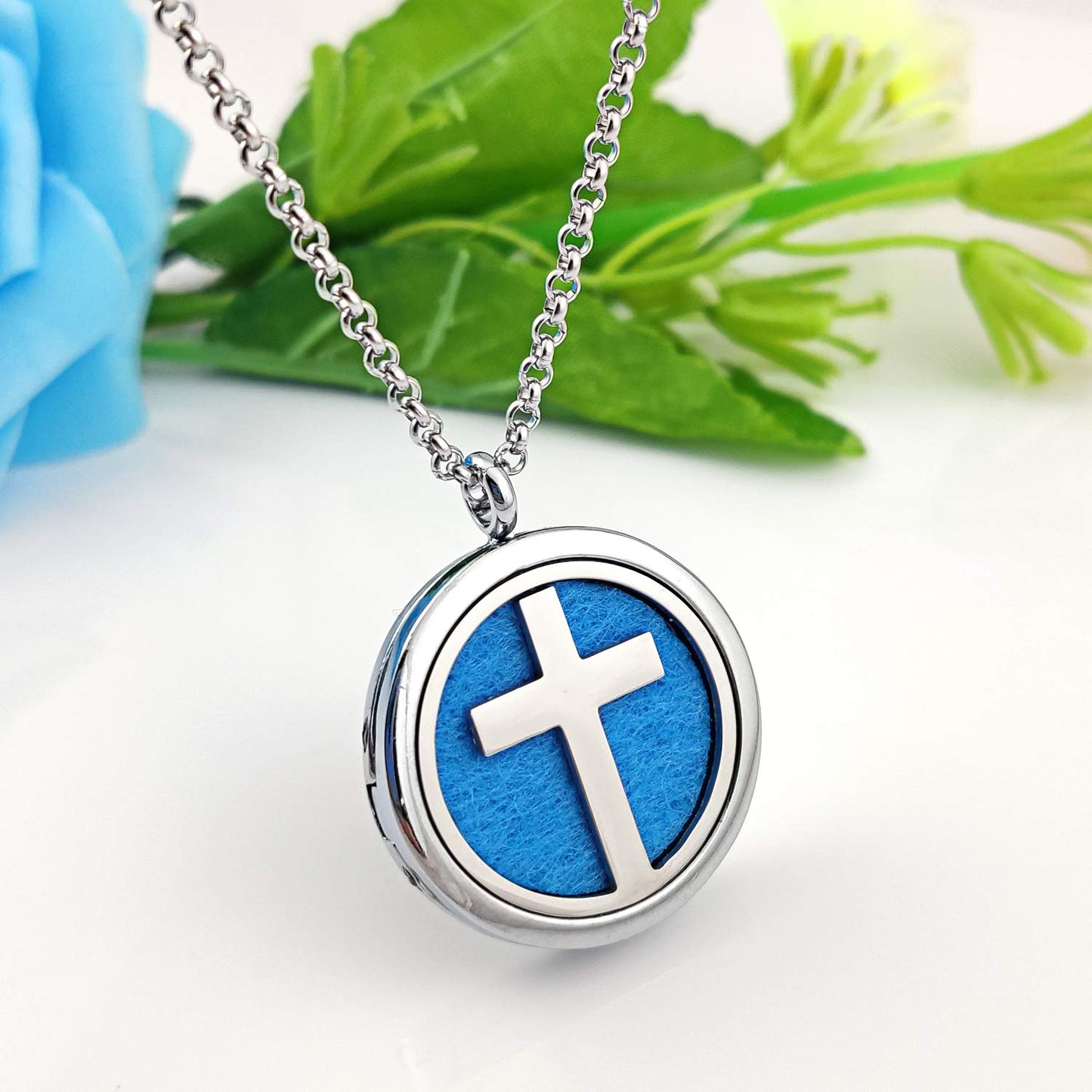 Essential Oil Necklace Diffuser Family Tree of Life Cross Necklace Pendant Aromatherapy Locket