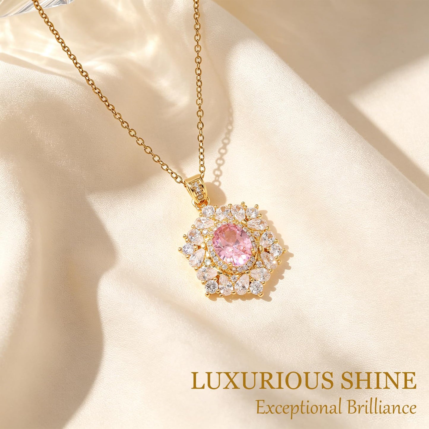 Pink Baroque Rose Quartz Necklace for Women-Gold Plated October Birthstone Healing Crystal Necklace For Valentines Day Mother's Day Christmas Birthday Gifts