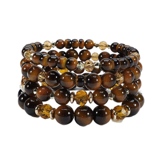 Briutn Tigers Eye Bracelet for Women Men Handmade Stackable Bracelet Adjustable Stretch Jewelry Gifts