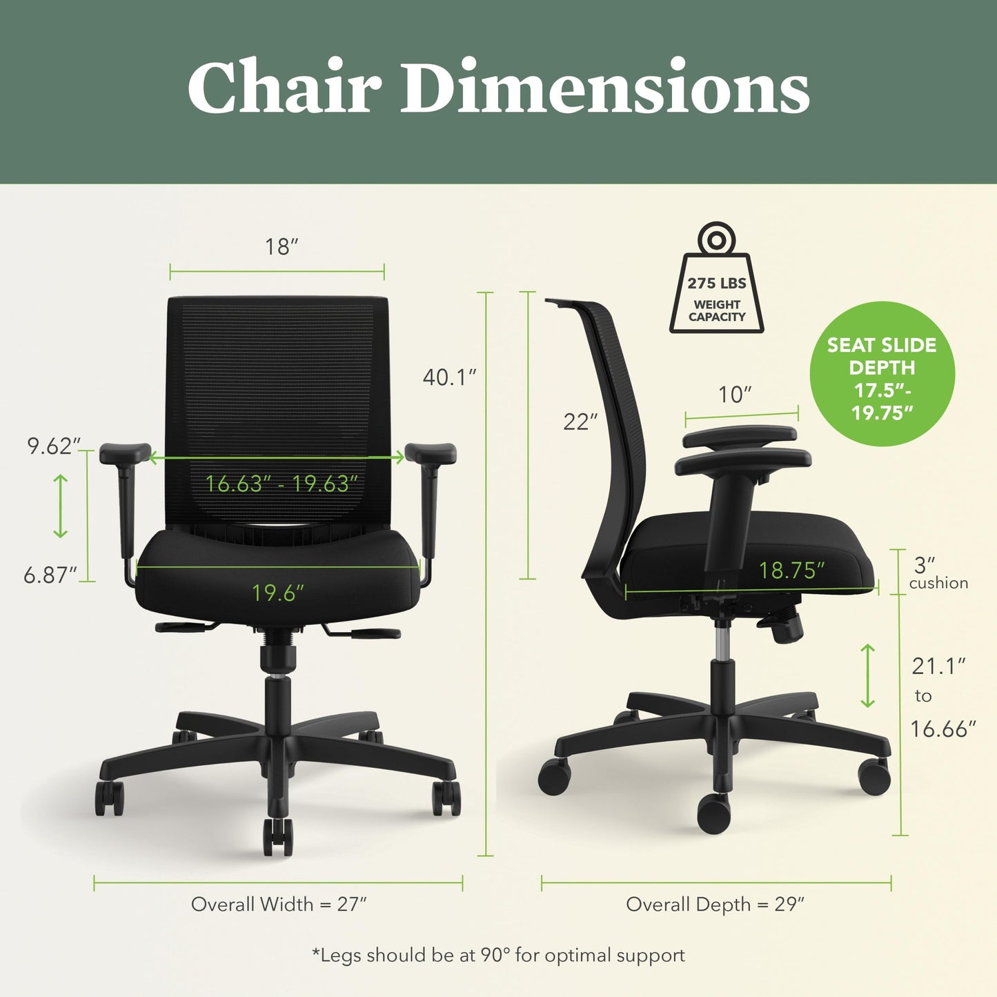 HON Convergence Ergonomic Office Chair with Mesh Back, Adjustable Arms, Lumbar Support, Synchro‑Tilt Desk Chair with Wheels for Home Office or Computer Use, Black Frame, Apricot