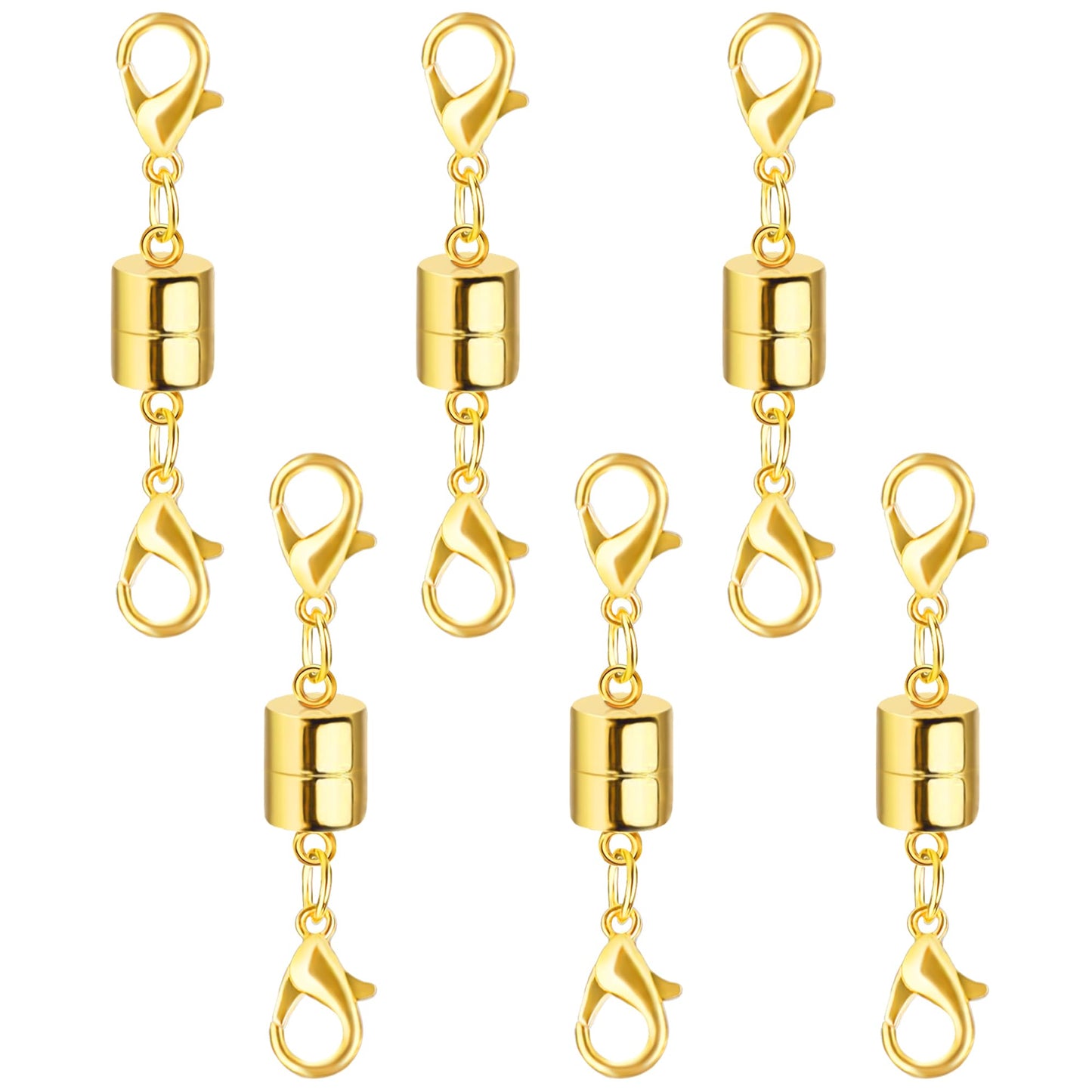 SUTQIGUI Magnetic Necklace Jewelry Clasps and Closures with Double Lobster Clasp, 14K Gold Magnetic Jewelry Clasps for Necklaces, Bracelet Necklace Extenders for Women (6PCS)
