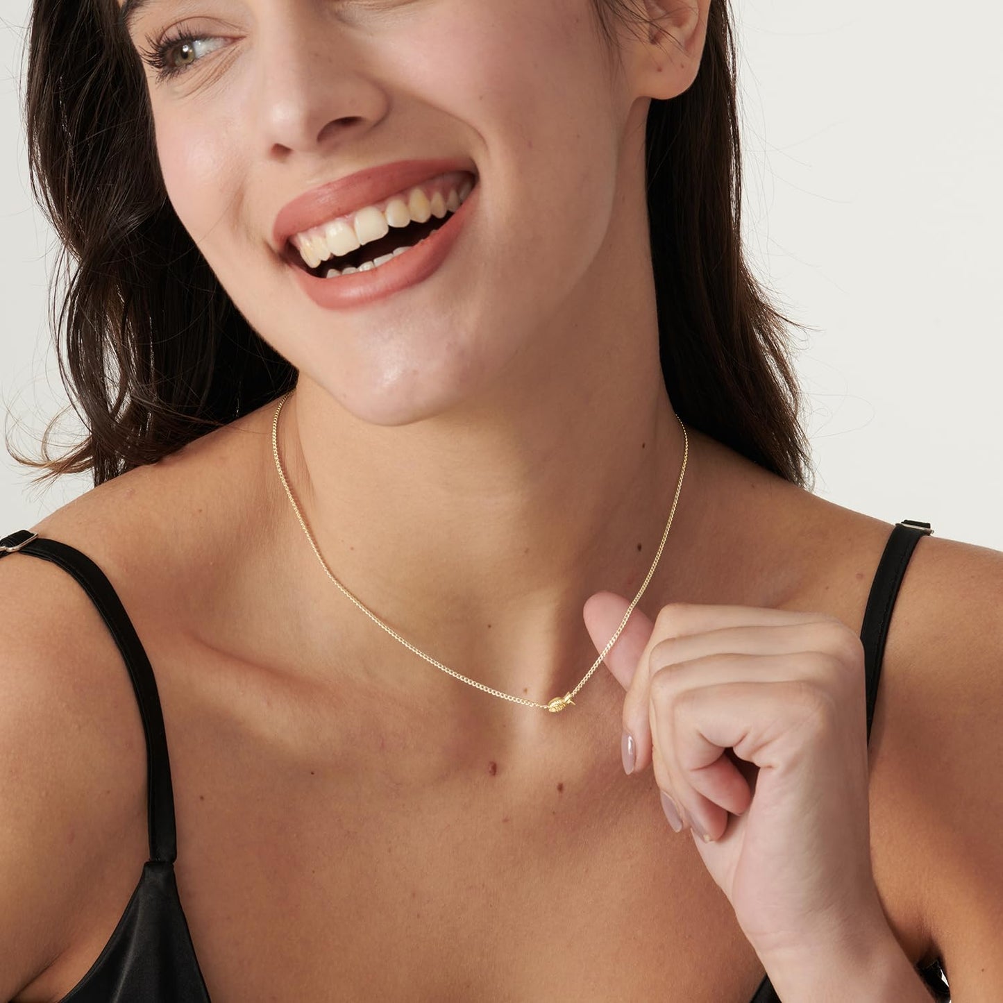 BSGRL Dainty Gold Necklace - 14K Gold Plated Tiny Fish Cuban Chain Animal Sea Beach Necklace for Women 16.5"+2"
