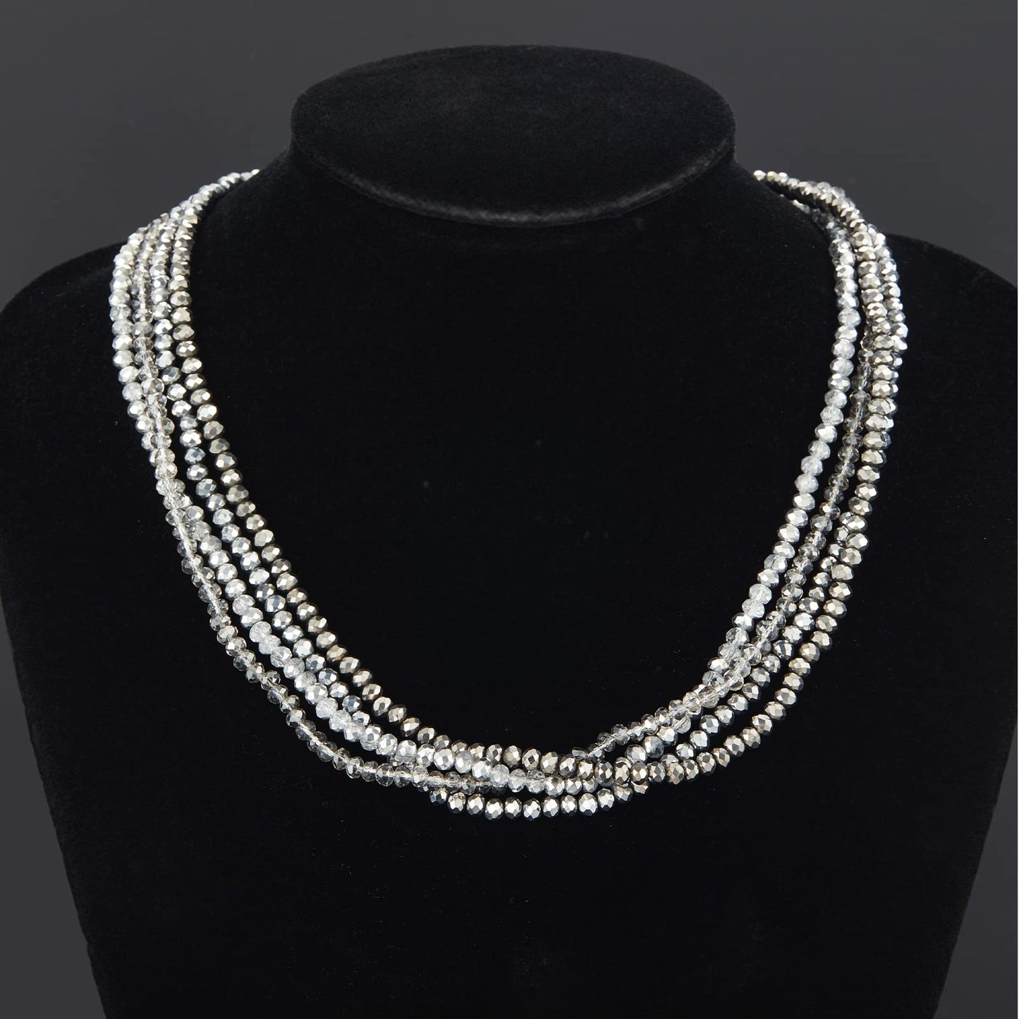 Noessla Multi-layer Crystals Beaded Choker Necklace for Women Colorful Boho Statement Necklace Trendy Costume Party Jewelry Mothers day Gifts for Mom(29-Silver)