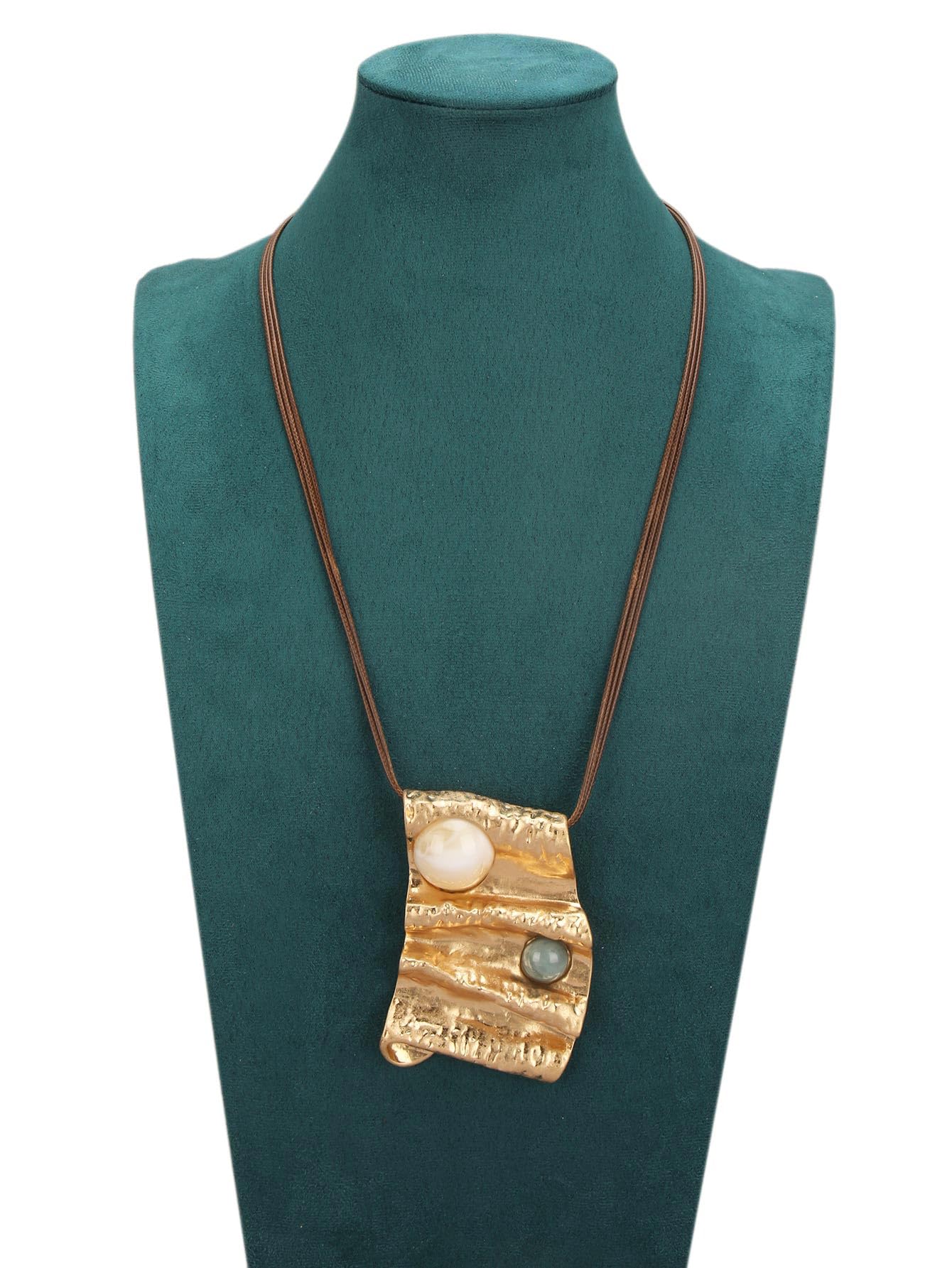 joymiao Boho Necklace for Women Large Pendant Vintage Statement Necklaces Bohemian Gold Irregular Pendant Long Chain Hippie Choker Necklace