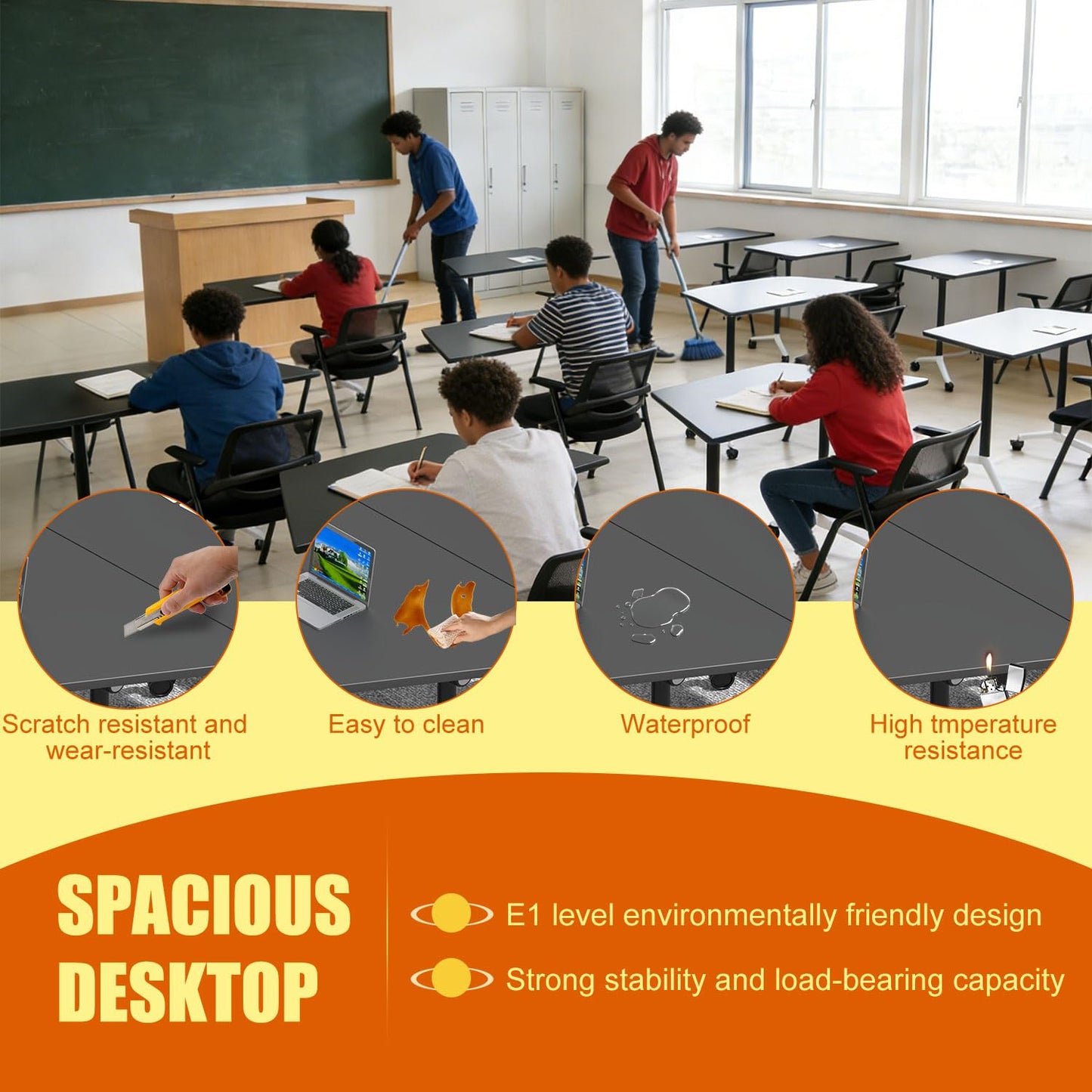 Modular Conference Table,Modern Flip Top Folding Meeting Room Table,47.2in Mobile Training Seminar Table with Wheels,4 Pack Stackable Rollling Conference Room Tables for Office,Classr,Support 550lbs