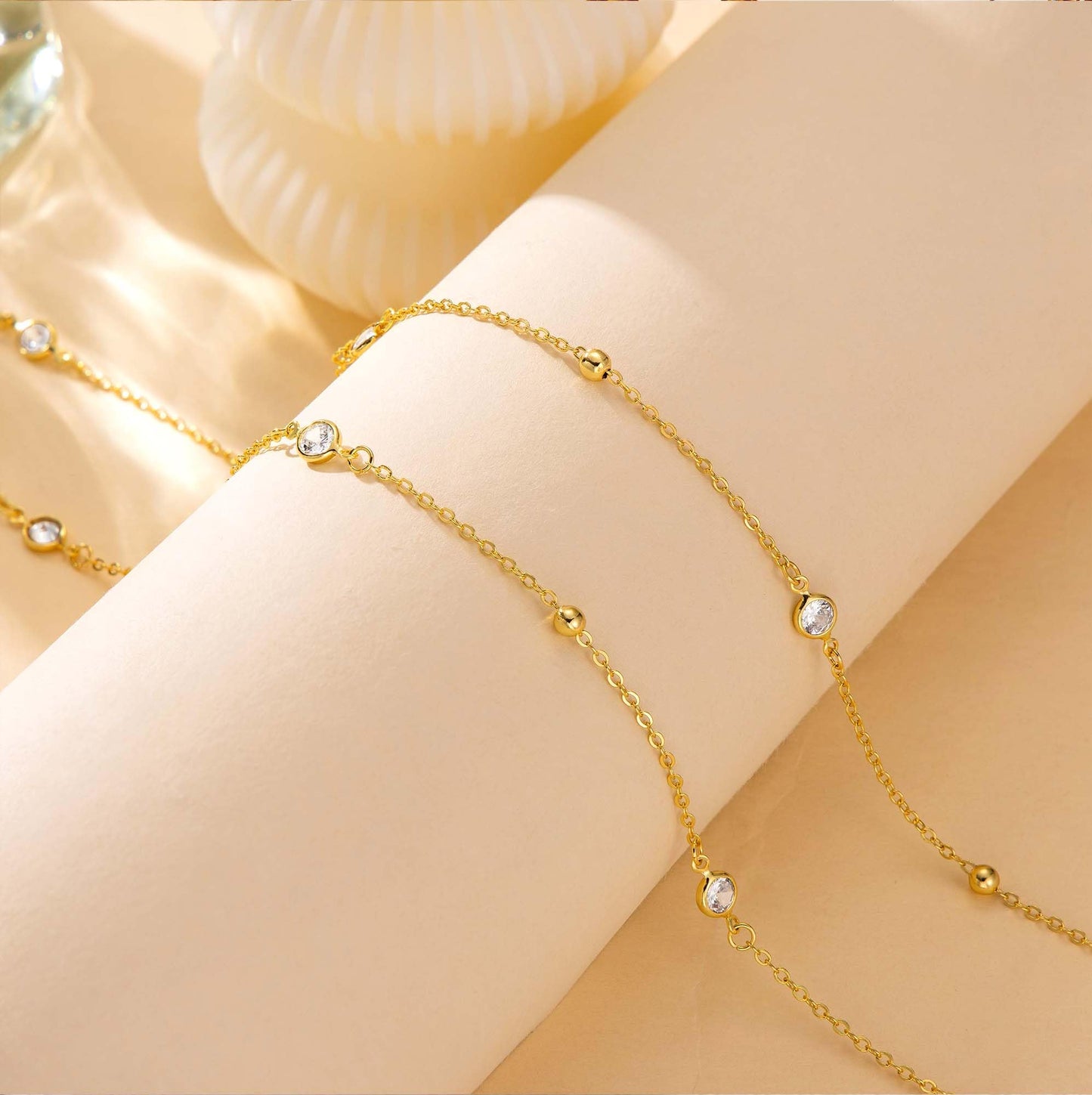 CHESKY 14K Gold Plated CZ Belly Chain, Adjustable Waterproof Body Chain for Women, Sexy Bikini Waist Beads With Diamond Chain, Dainty Jewelry Gift