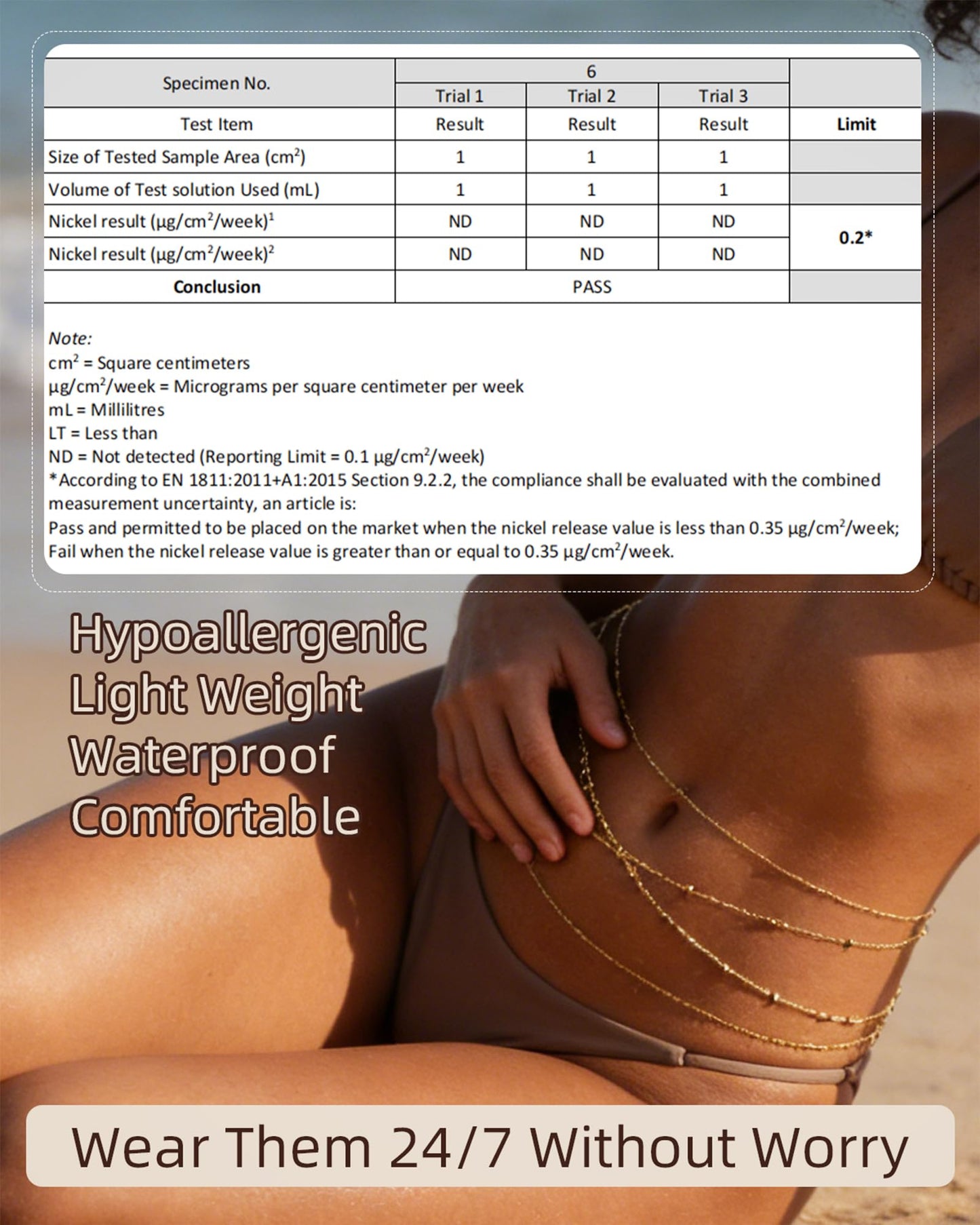 Gold Waist Chain for Women: Belly Beaded Body Chain Jewelry Waterproof for Stomach Belt Hip Fashion Beach Bikini Summer Jewelry Plus Size Hypoallergenic Surgical Stainless Steel 18K Gold