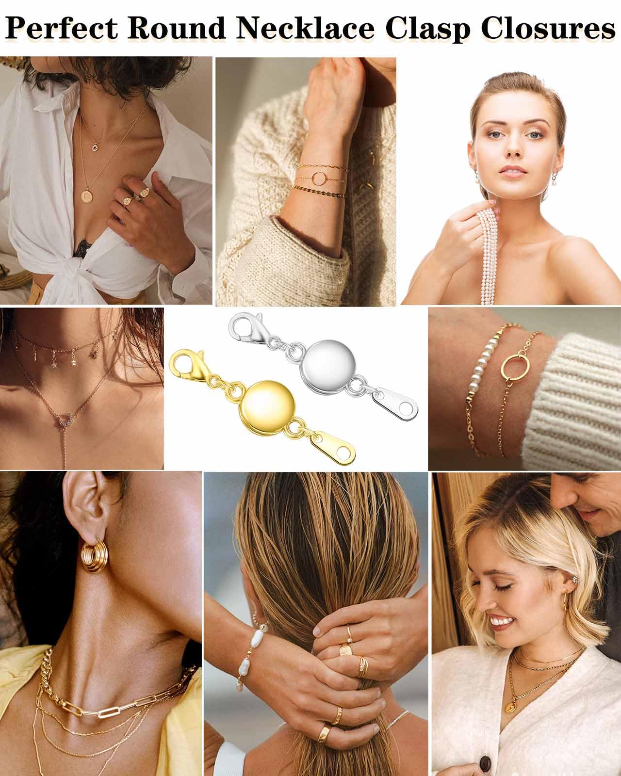 Dailyacc Magnetic Necklace Clasps and Closures - Round Bracelet Extender Clasps for Jewelry Making