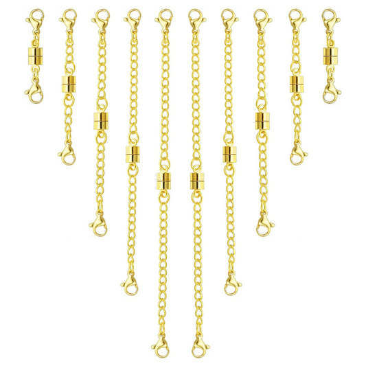 MKCYD Necklace Extender with Magnetic Clasps, Gold Magnetic Necklace Clasps and Closures with Necklace Extenders for Women