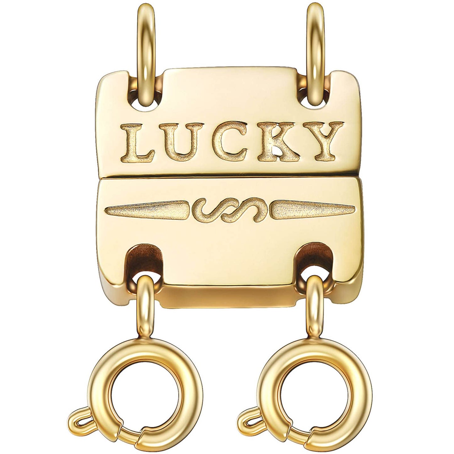 Qulltk Lucky Necklace Separator for Layering Strong Magnetic Clasps, 14K Gold and Silver Multiple Necklace Clasps for Layered Look