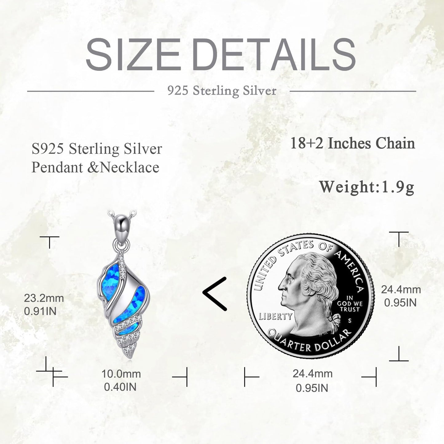 POPLYKE Conch Shell Necklace for Women 925 Sterling Silver Blue Opal Seashell Pendant Ocean Beach Jewelry Gift