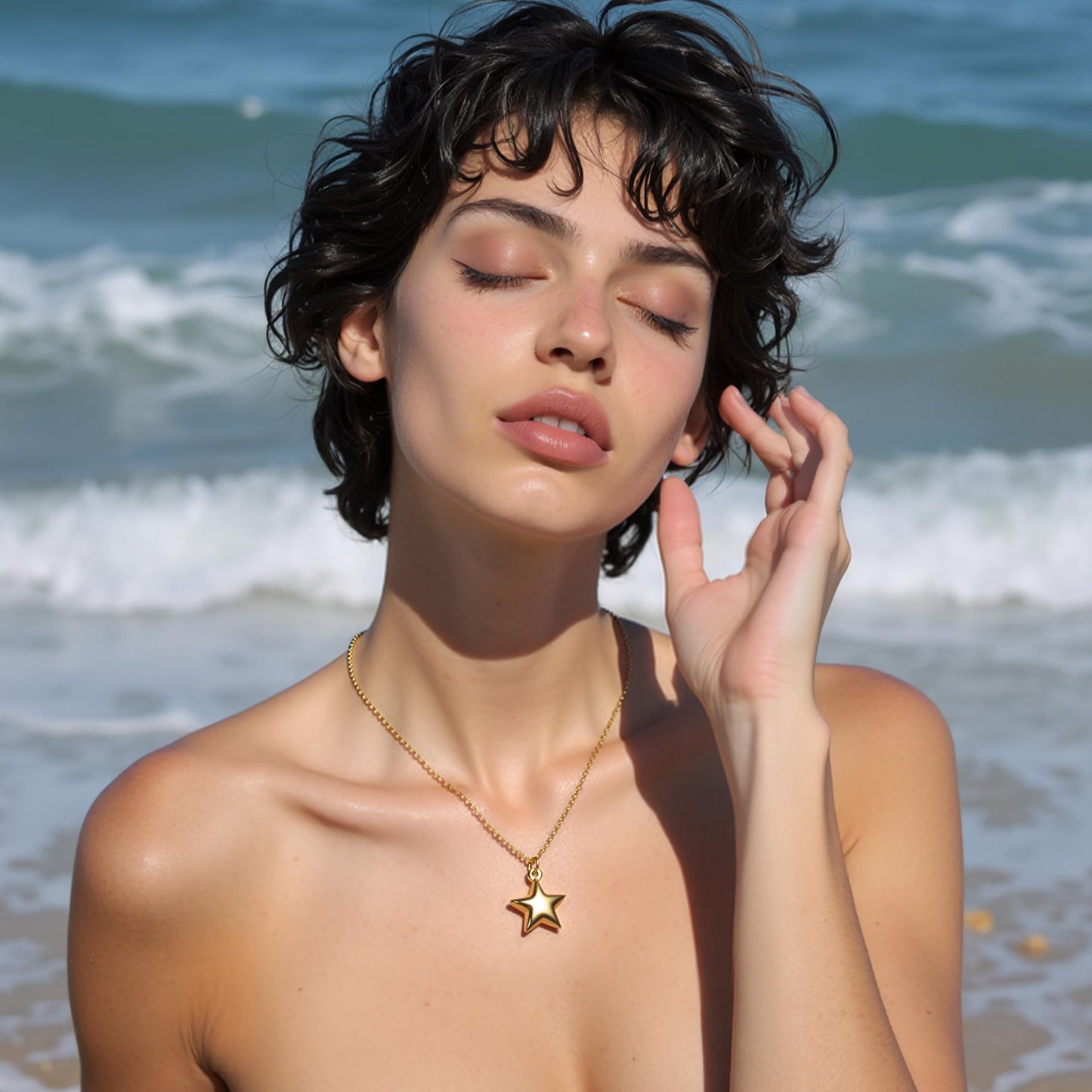 ZKJTEARY Gold star necklace for Women Trendy Dainty 18K Gold Chain lucky Star jewelry Pendant Gift Card for Women Mom Grandma (Gold Star)