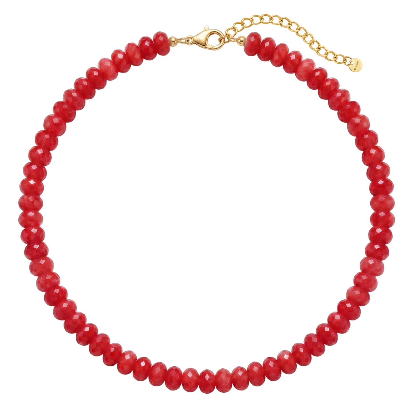 Badu Red Gemstone Beaded Necklace for Women Natural Stone Bead Beach Choker Necklace Fashion Trendy Jewelry Gifts