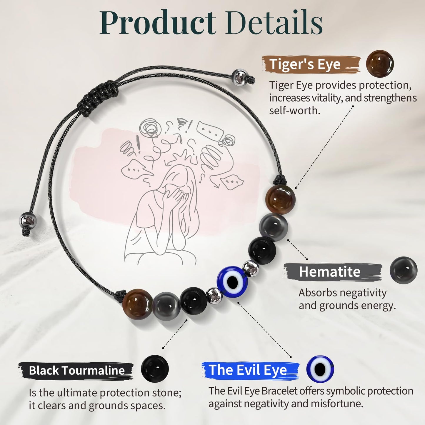 ZOKCC Crystal Healing Bracelets Gifts for Women: Mothers Day Gifts for Mom - Spiritual Natural Stone Empath Protection Bracelets Birthday Graduation Gifts for Friends Sister Mom Daughter