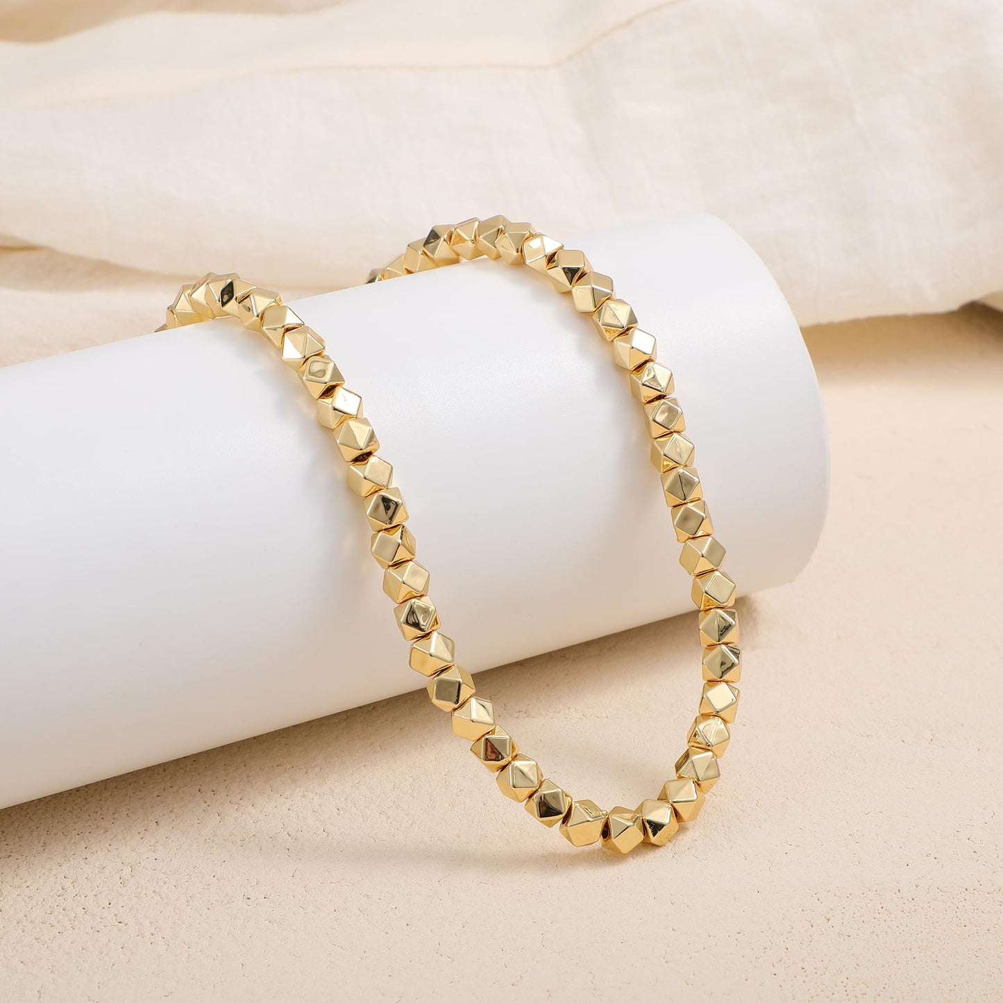 Sajidos Gold Plated Plastic Beaded Necklaces for Women 14K Gold Plated Bead Chunky Heart Charm Pendant Necklace Handmade Trend Fashion Jewelry Gifts