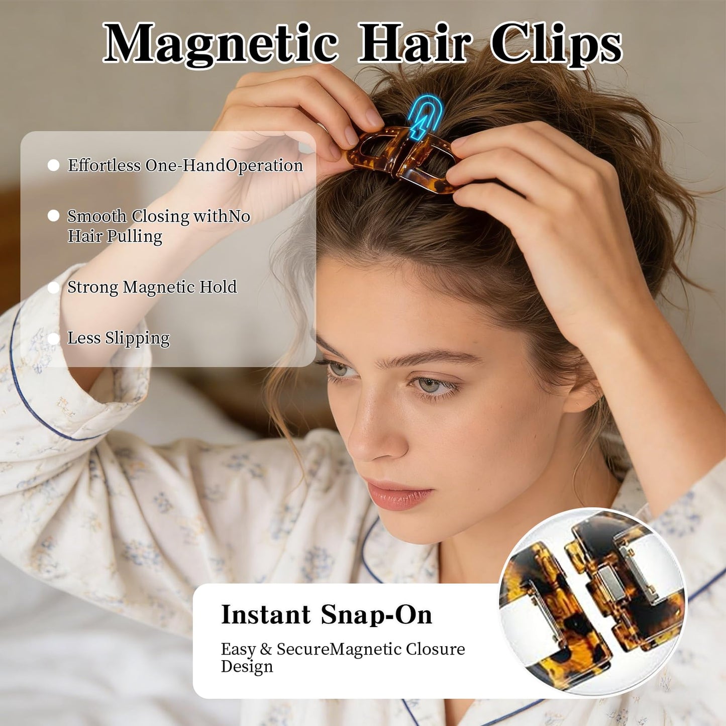 Magnetic Hair Clips, Strong Hold Magnetic Styling Clips, No Slip Everyday Hairstyles, Minimalist Hair Clip For All Has
