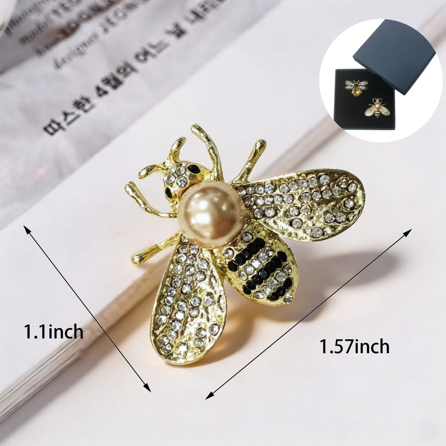 Yaximhozz 2pcs Rhinestone Bee Brooch Pin for Women Dress Elegant Stylish Crystal Brooches Animal Fashion Pins Lapel Boutonniere Ideas Wedding Christmas Birthday Jewelry Easter Gift (21 Bee Gold/Yellow)