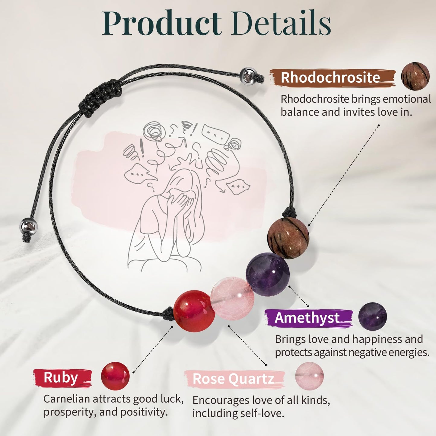 ZOKCC Crystal Healing Bracelets Gifts for Women: Mothers Day Gifts for Mom - Spiritual Natural Stone Empath Protection Bracelets Birthday Graduation Gifts for Friends Sister Mom Daughter