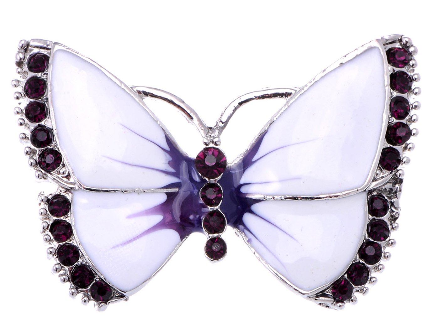 Alilang Painted Enamel Amethyst Crystal Rhinestone Butterfly Fashion Jewelry Pin Brooch