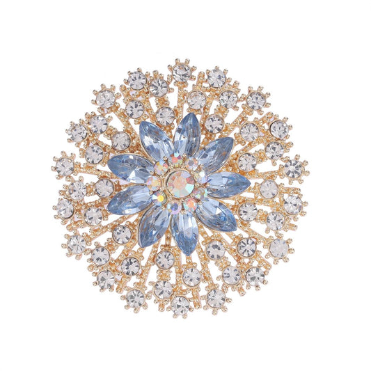 Rhinestone Crystal Flower Brooch Pin Sparkling Large Crystal Sunflower Brooch Vintage Floral Lapel Pins Rhinestone Flower Bouquet Broochs Rose Snowflake Broochs Wedding Bridal Dress Jewelry for Women (Gold)