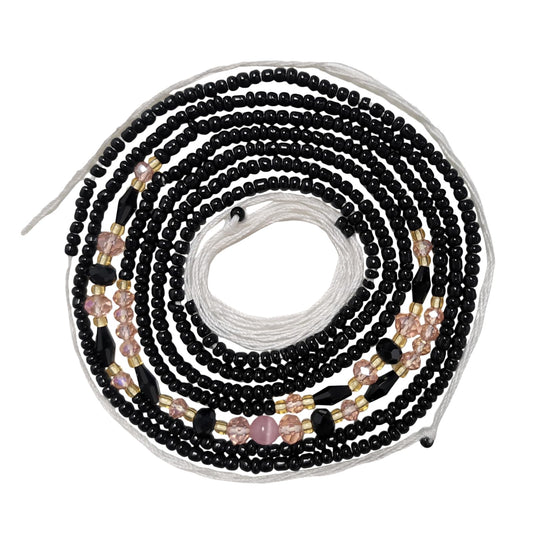 Teniinet 1PCS 50” Handmade African Waist Beads for Women Non-Stretching,Waist Jewelry Body Accessories for Women(Tie-on)