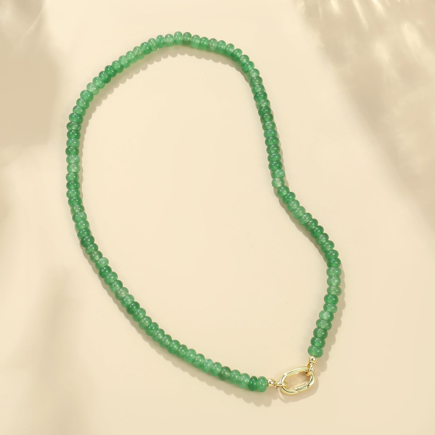 CONRAN KREMIX Green Stone Beaded Necklace for Women,Natural Gemstone Bead Choker Necklaces Boho Summer Beach Layering Necklace Jewelry Gift for Women