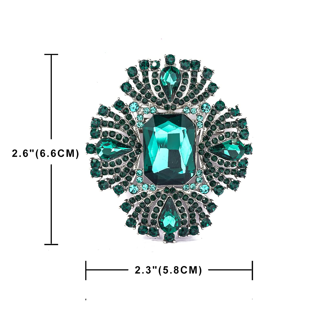 YOQUCOL Vintage Dark Green Austrian Crystal Rhinestone Cross Flowers Shaped Brooch Pin Elegant Jewelry For Women