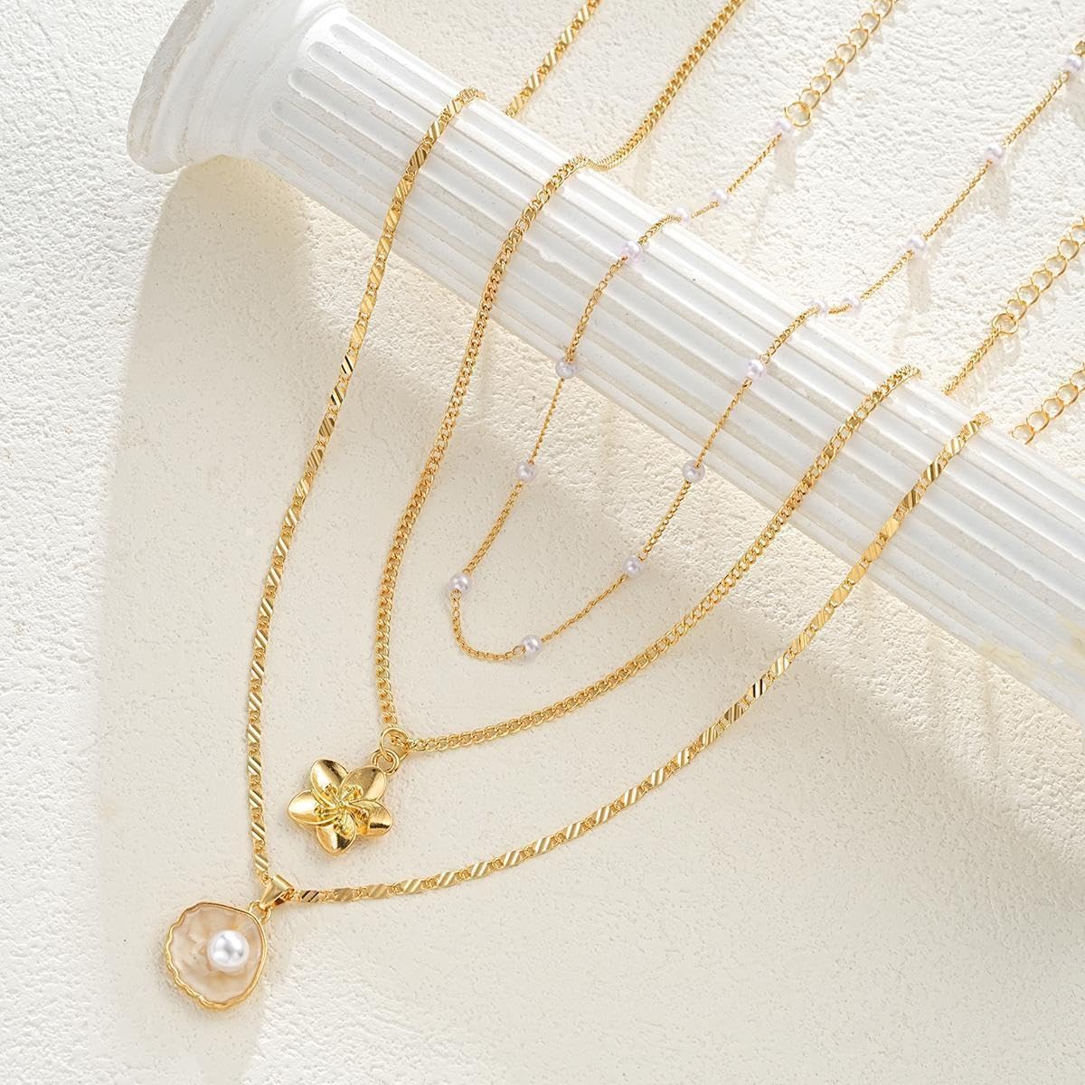 Charm Pearl Shell Necklaces for Women, Dainty Choker Necklace, Seashell Pearl Necklaces, Fashion Summer Cute Beach Jewelry Set Gifts for Women