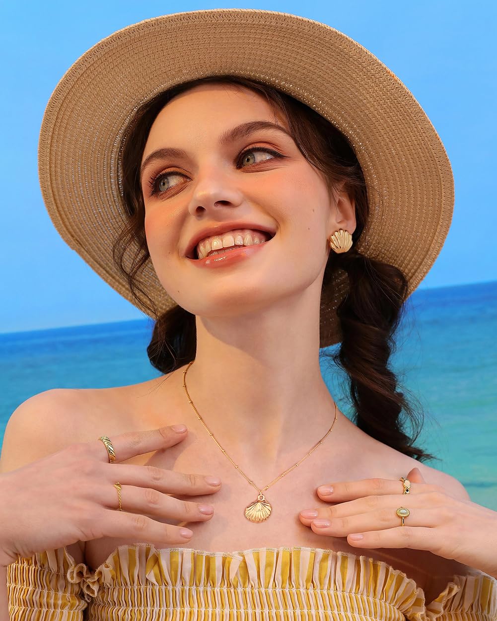 INNERDIVA Gold Summer Sea Shell Necklaces Shell Pendant Necklace Bohemian Beach Necklaces Holiday Jewelry Present