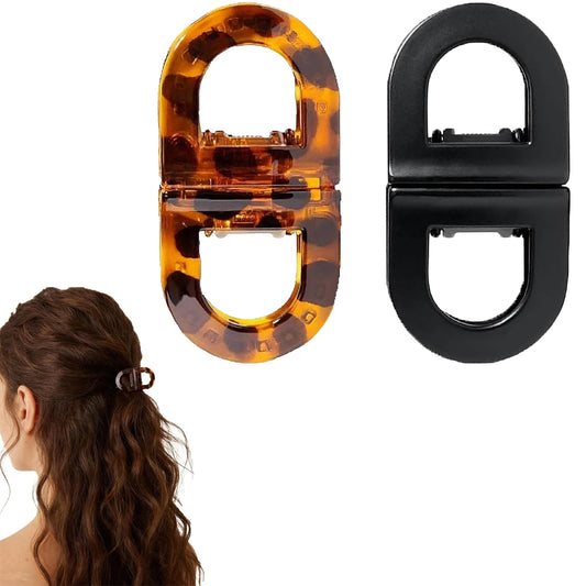 2Pcs Magnetic Hair Clips for Women, Strong Hold No-Slip Styling Clips, Seamless 2-in-1 Design for Thick/Thin Hair, Non-Dent Quick Snap Hairdressing Tools for Salon or Daily Use