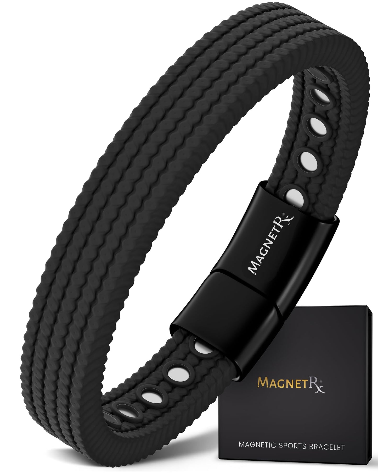 MagnetRX® Magnetic Sports Bracelet for Men – Ultra Strength Magnetic Balance Bracelet for Men & Women with Adjustable Clasp – Waterproof & Sweatproof Silicone Golf Bracelets for Everyday Wear
