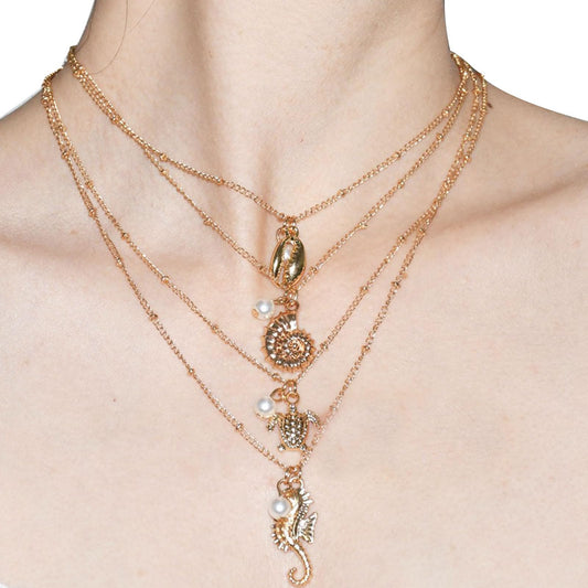 Snogisa Seashell Necklace for Women Adjustable seaside vacation necklace Summer Beach Necklace,Beach Vacation Essentials Halloween Costumes Ocean Jewelry Accessories for Women,Boho Hippie, Christmas Gift for Women (Little seahorse)