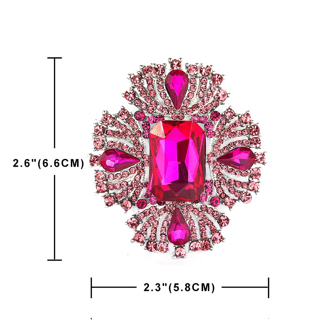 YOQUCOL Vintage Rose Red Austrian Crystal Rhinestone Cross Flowers Shaped Brooch Pin Elegant Jewelry For Women