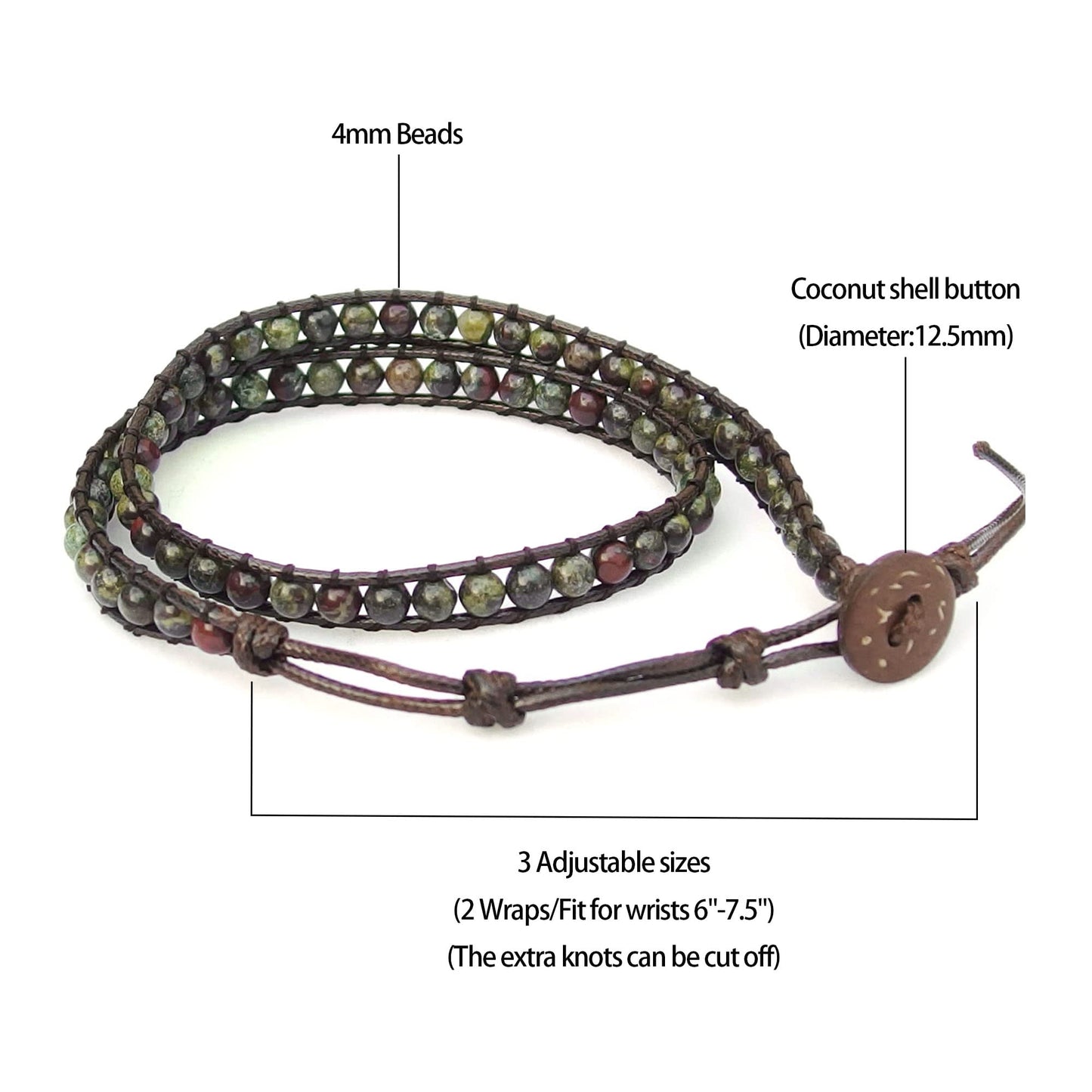 Ayriwoyi Leather Wrap Bracelet for Women Beaded Wrap Bracelets for Women Natural Stone Bracelet Womens Boho Adjustable Handmade Bracelet