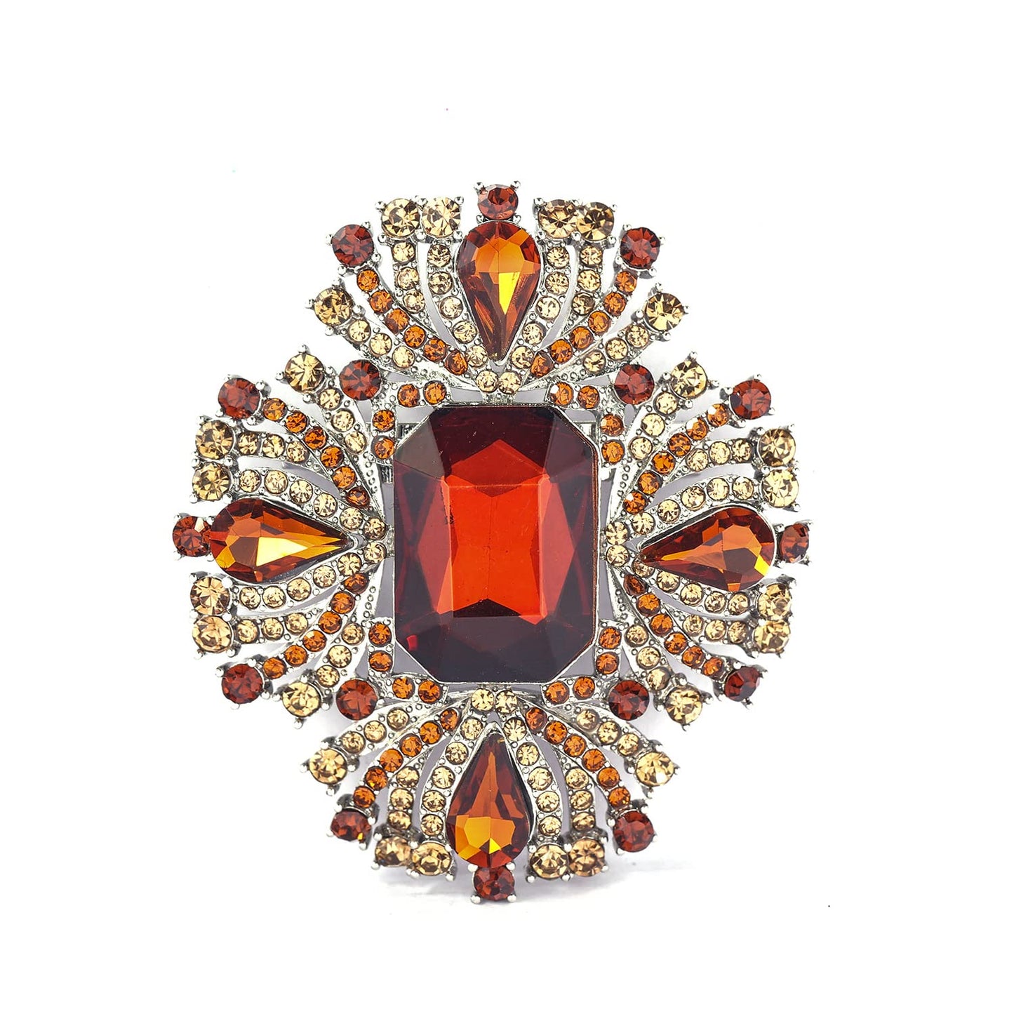YOQUCOL Vintage Brown Austrian Crystal Rhinestone Cross Flowers Shaped Brooch Pin Elegant Jewelry For Women