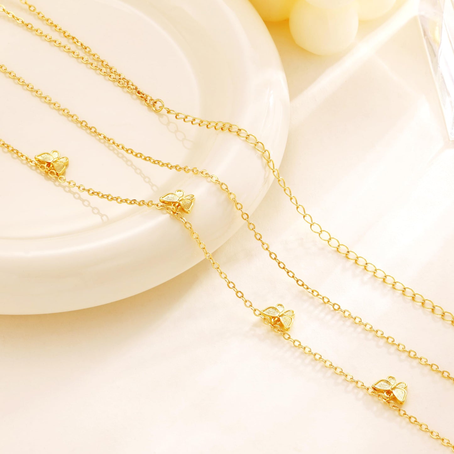 CHESKY Gold Waist Chain for Women, Dainty 14k Gold Plated 2Pcs Layered Belly Chain for The Waist Adjustable Waterproof Bikini Box Chain Non Tarnish Body Chain Jewelry Gifts for Women
