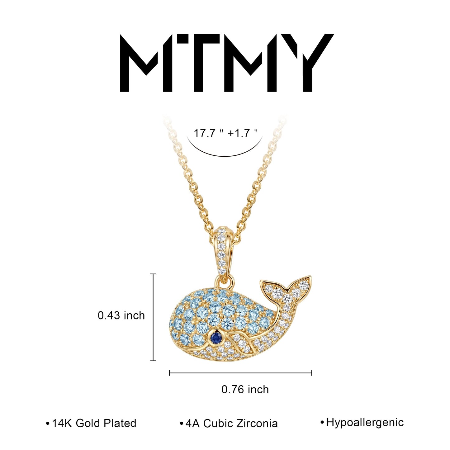 MTMY Gold Starfish Necklace 14K Gold Plated Shell Conch Ocean Pendant Necklace for Women Beach Summer Jewelry (Whale)