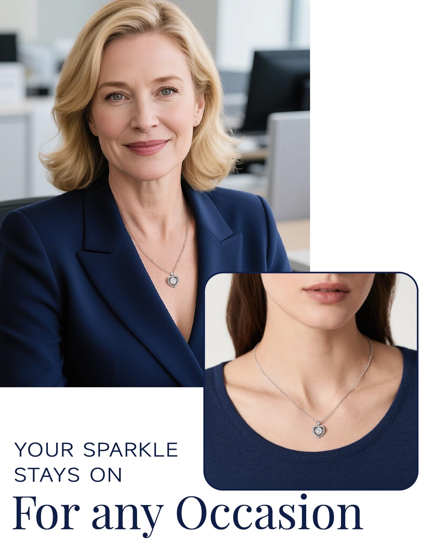 MomentWish Floating Heart Necklaces for Women 1Carat D Color VVS1 Moissanite Diamond Necklace Sterling Silver Charm Necklace for Women Jewelry Gifts