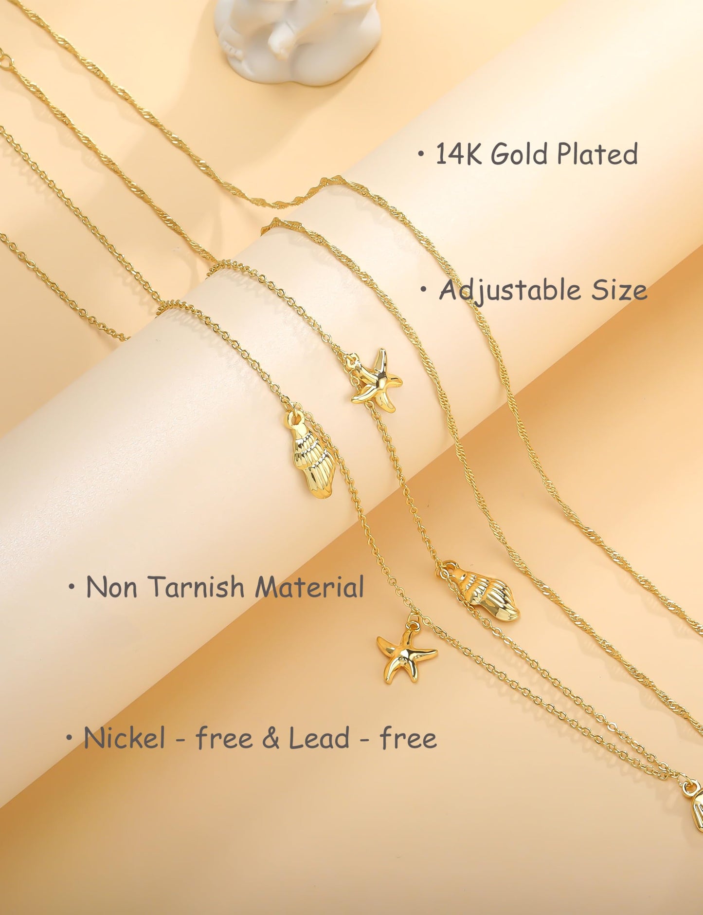 MOYAONE Waist Chain for Women 14K Gold Plated Waist Beads Belly Chain Dainty Layered Body Chain Belt Beach Jewelry for Women Sexy Waterproof Non Tarnish Adjustable Summer Jewelry Accessories