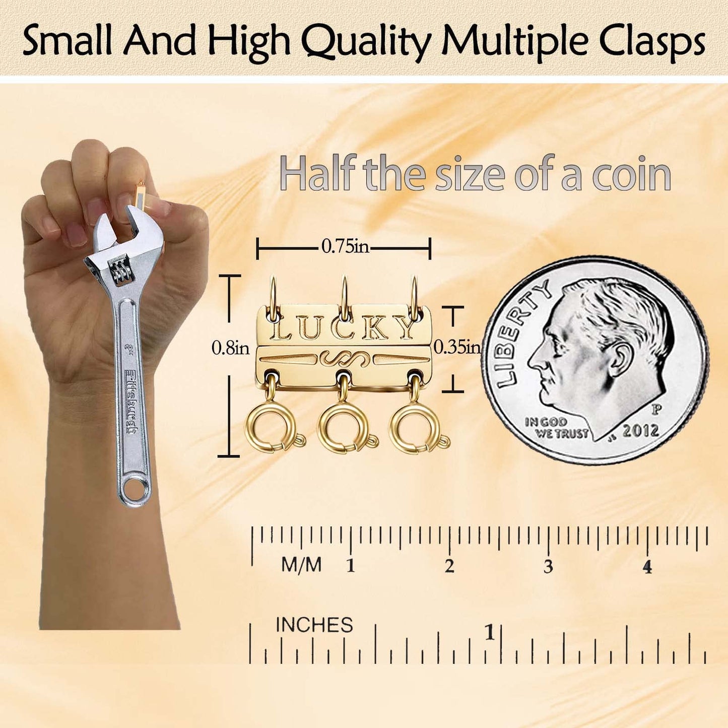 Qulltk Lucky Necklace Separator for Layering Strong Magnetic Clasps, 14K Gold and Silver Multiple Necklace Clasps for Layered Look