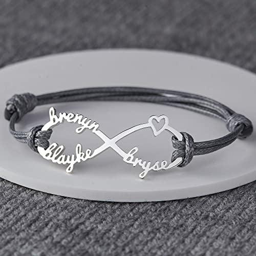 Mom Bracelet With Kids Names, Infinity Bracelet With Names,Mom Jewelry