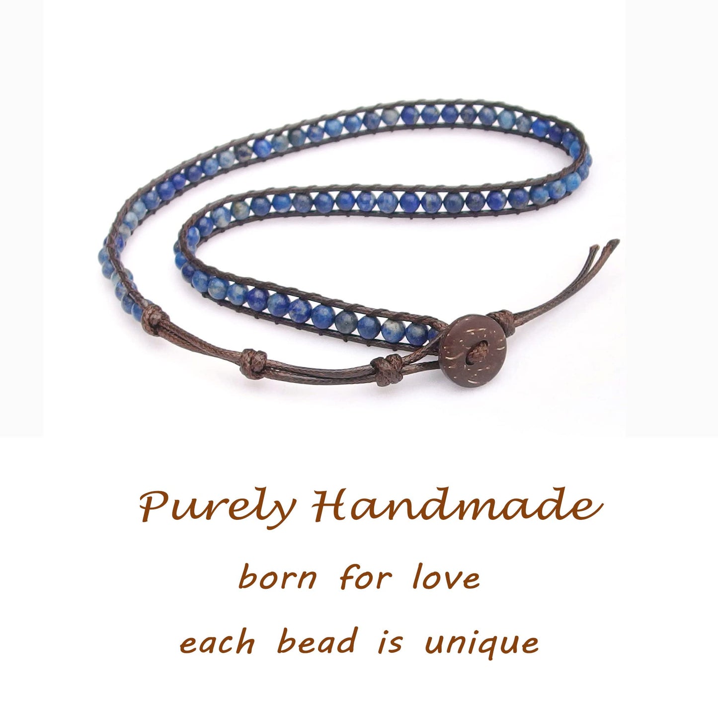 Ayriwoyi Wrap Bracelets for women Blue Lapis Lazuli Bracelet Natural Stone Beaded Wrap Bracelet Bohemian Bracelet Handmade Jewelry Gifts