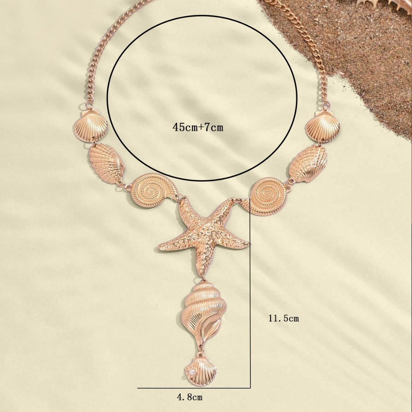 DEVINOTE Starfish Seashell Necklaces for Women Boho Large Seashell Conch Pendant Y-Shaped Necklace Summer Beach Statement Holiday Party Present Jewelry