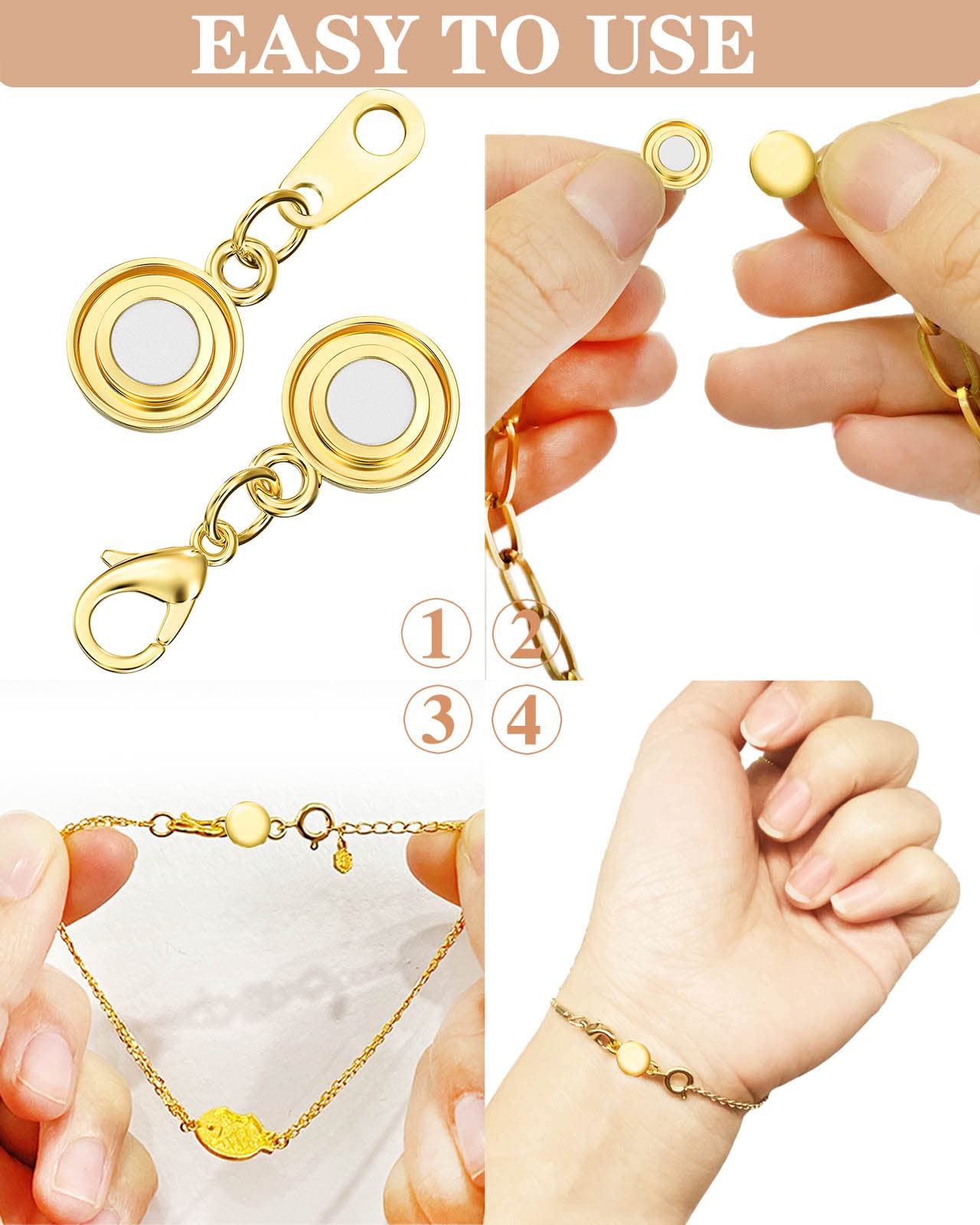 Dailyacc Necklace Clasps and Closures - Round Bracelet Extender Clasps for Jewelry Making
